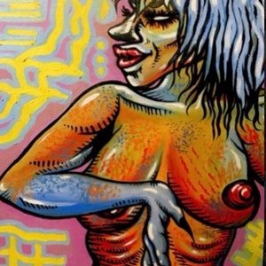 Framed Rainbow Colorful Portrait Mystic Powerful Feminist Art Body Positive Oil Painting Figurative Framed Artwork Print 8.5X11 & 11X14 Fra