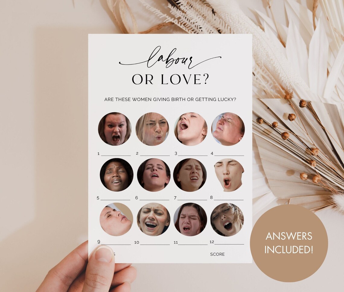 Loving or Labor Quiz, Labor or Lovin, Baby Shower Party Games ...