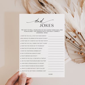 Dad Jokes Baby Shower Game, Baby Shower Trivia Template, Baby Shower Party Games, Minimalist Baby Shower, Baby Shower Games Printable, B1