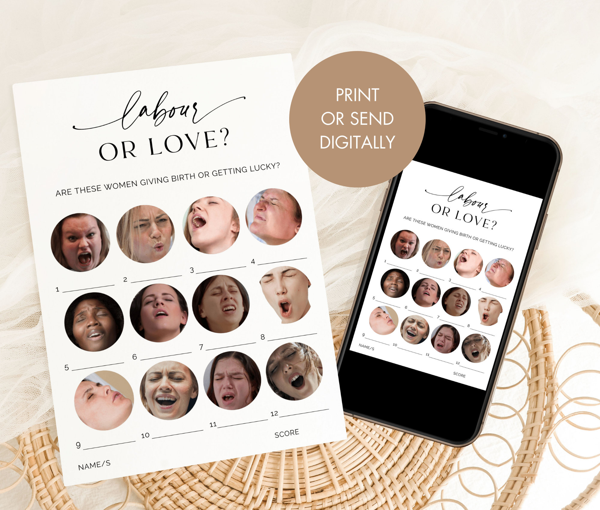Loving or Labor Quiz, Labor or Lovin, Baby Shower Party Games ...