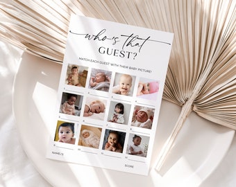 Modern Minimalist Baby Photo Game: Guess Who? (Printable)