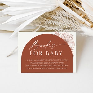 Bücher für Baby Terrakotta-Bücher, Buchanfragekarte, Blumen-Babypartybuch für Baby, moderne Babyparty, Boho-Baby, geschlechtsneutrales Baby, C1