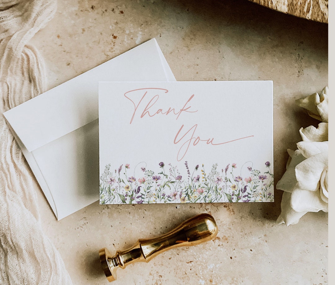Wildflower Thank You Card Template: Printable Floral Design (digital ...