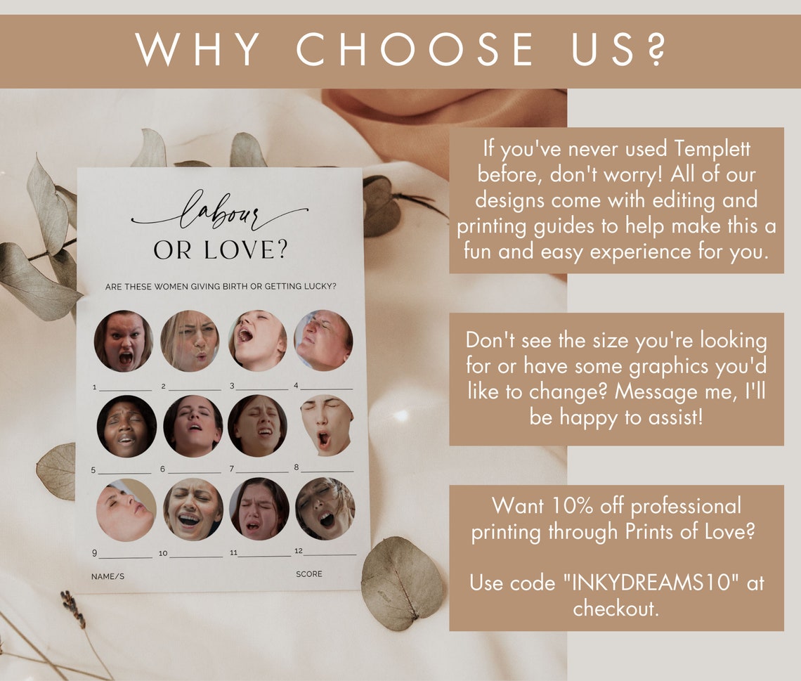 Loving or Labor Quiz, Labor or Lovin, Baby Shower Party Games ...