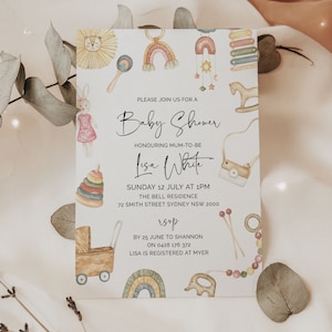 Baby Clothes Shower Invite, Gender Neutral Baby Shower Invitation Template, Modern Boho Baby Shower Invite, Bohemian Reveal, Editable, G1