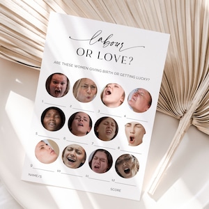 Loving or Labor Quiz, Labor or Lovin, Baby Shower Party Games, Minimalist Baby, Baby Shower Quiz, Gender Neutral Baby, Baby Printable, B1
