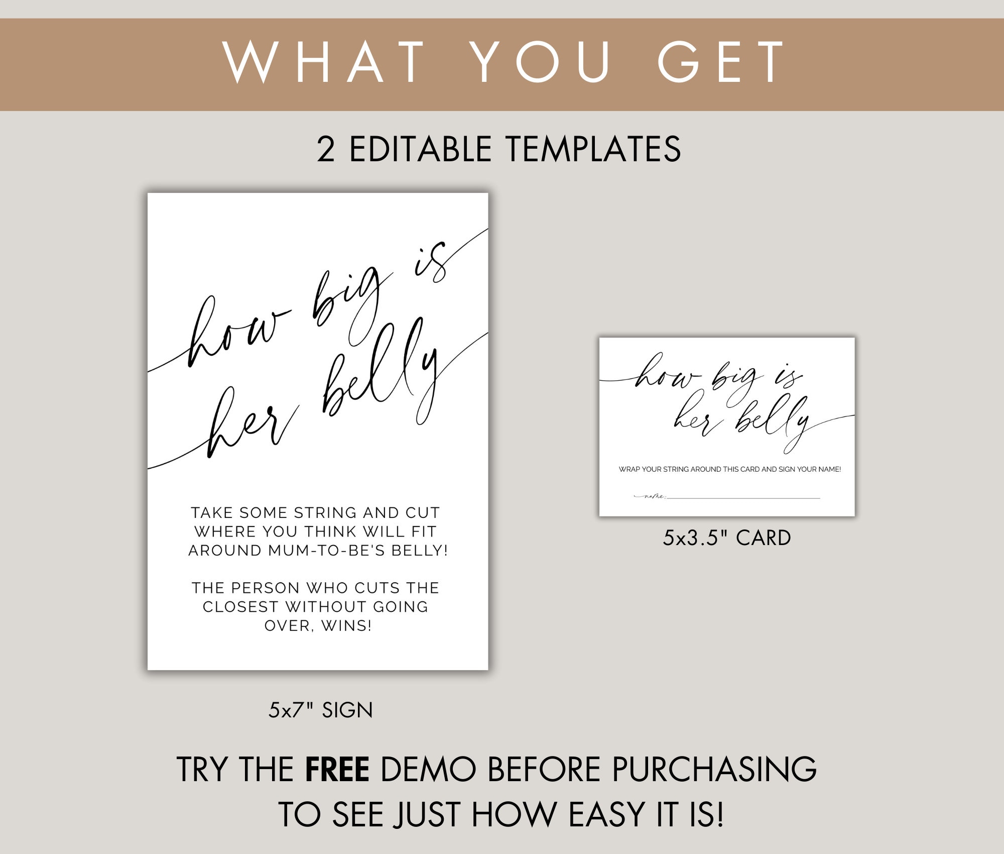 Minimalist How Big is Mommy's Belly Game Card and Sign, How Big is Her ...
