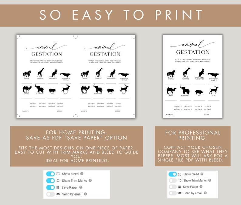 Animal Gestation Game Printable Animal Pregnancy Game Baby - Etsy