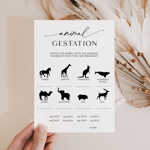 Animal Gestation Game Printable Animal Pregnancy Game Baby - Etsy