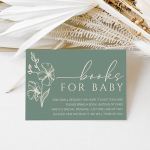 Sage Green Books For Baby Card, Book Request Insert, Sage Floral Baby Shower Book For Baby, Gender Neutral Baby Shower, Shower Games, F1