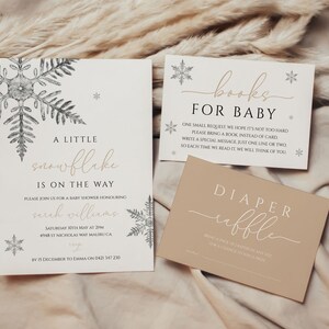 Winter Baby Shower Invitation Template, Snowflake Baby Shower Printable, A Little Snowflake, Baby Shower Bundle Editable Template Christmas