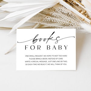 Minimalistische boeken voor babykaart, boekverzoek invoegen, jongen meisje baby shower boek voor baby, baby shower party games, genderneutrale baby, B1