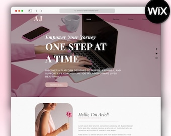 Life Coach Wix Website Template, Pink Design Coaching Business One Page Site for Coachers, Social Media Managers, Therapist Consultant Theme