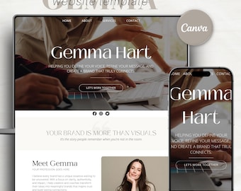 Minimalist Canva Website Template, Beige Business Theme for Coaches, Creatives, Marketing Agency, Ready To Use Page for Course Creators