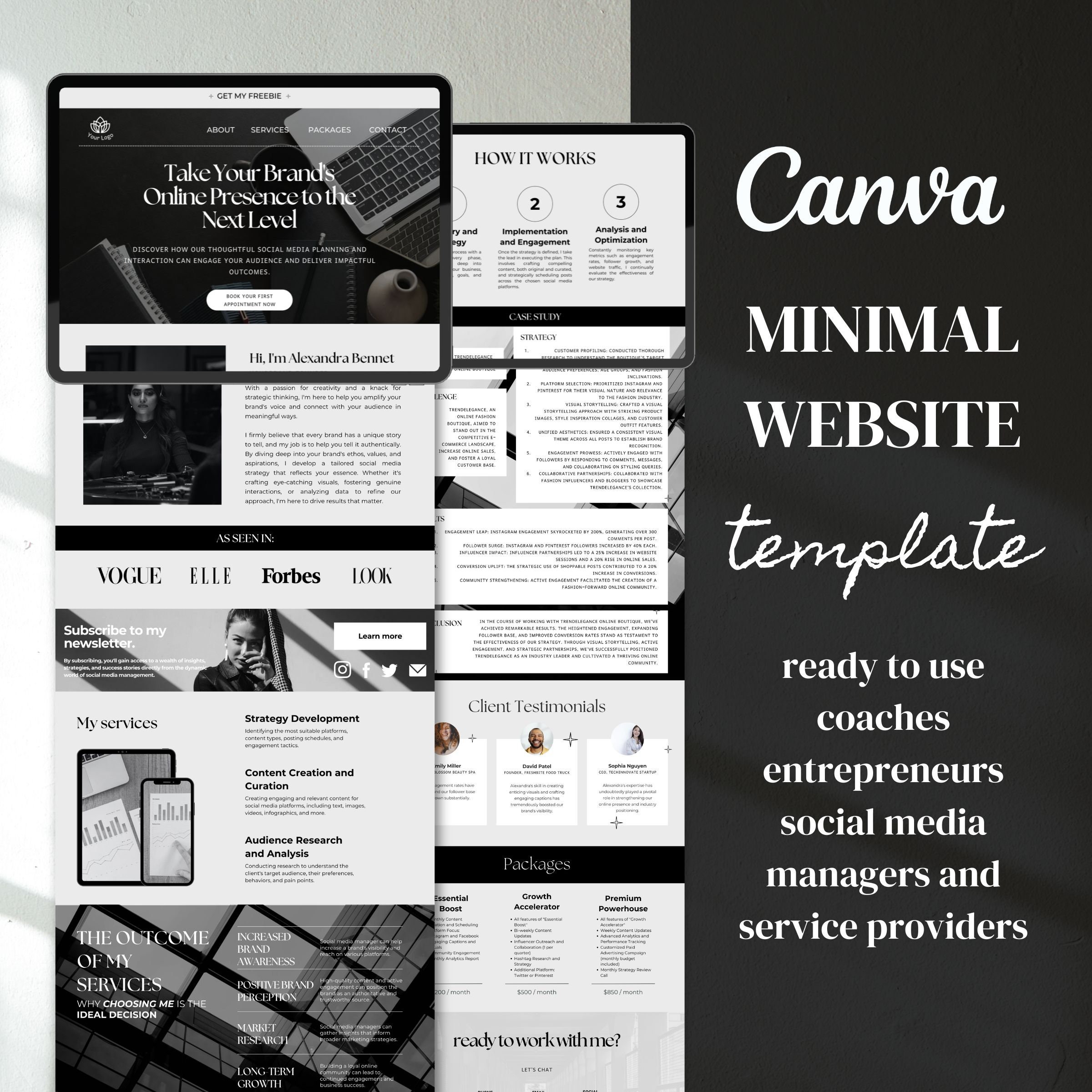 Canva Website Template for Social Media Managers, Marketing Agency ...