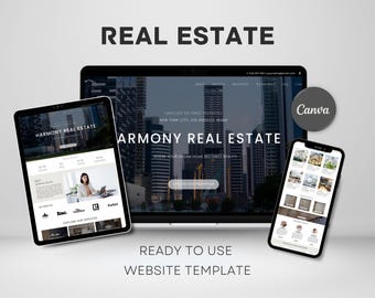 Real Estate Website for Real Estate Agent, Luxury Realtor Marketing Canva Template, Business Landing Page, Professional Property Seller Site