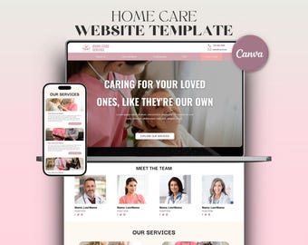 Home Care Canva Website Template, Professional Pink Care Giver Landing Page, Non-Medical Health Caregiving Senior Wellness Services Theme