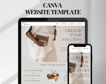 Canva Website Template for Social Media Manager, Virtual Assistant, Life Coach, Professional Aesthetic Service Provider Branding Sales Page