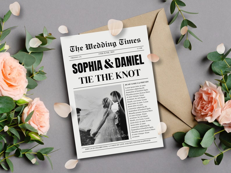 Wedding Newspaper Template Personalised Ceremony Program Etsy