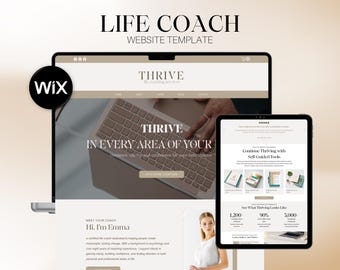 Wix Website Template for Life Coach, Beige Therapist Coaching Services Theme, Editable E-commerce Shop Business Consultant Page