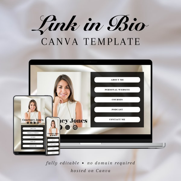 Link in Bio Canva Template, Editable Instagram Landing Page, Responsive Web Design Bio Links for Social Media, Entrepreneur Coach Branding