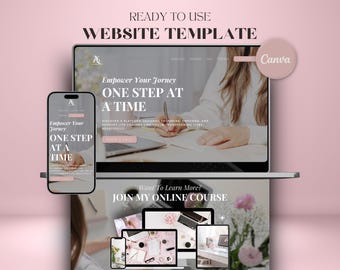 Canva Website Template for Business Coaches, Social Media Managers, Virtual Assistants, Small Agency, Pink One Page Site for Course Creators