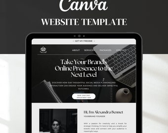 Canva Website Template for Social Media Managers, Marketing Agency, Luxury Business Website for Coaches, Entrepreneurs, Course Creators