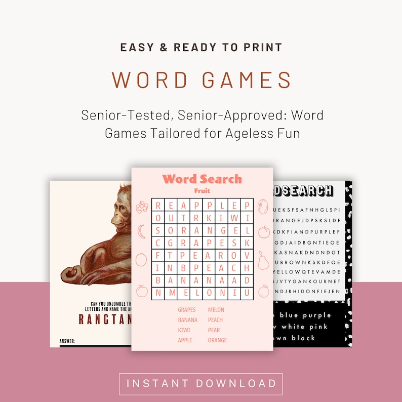 30 Printable Activity Pages for Senior Citizens & Older Adults - Etsy