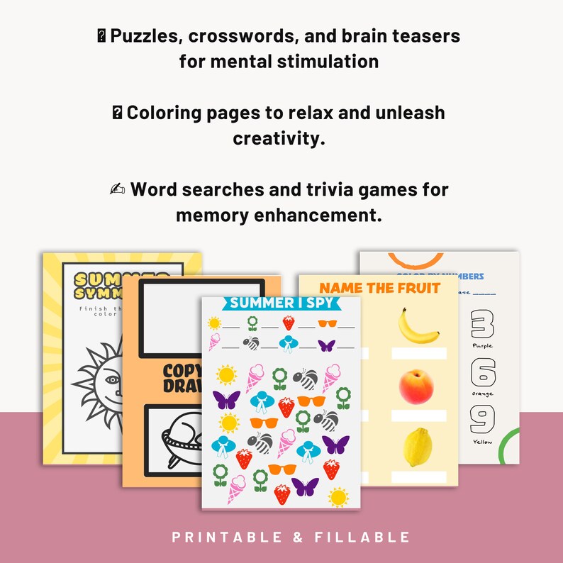 30 Printable Activity Pages for Senior Citizens & Older Adults - Etsy
