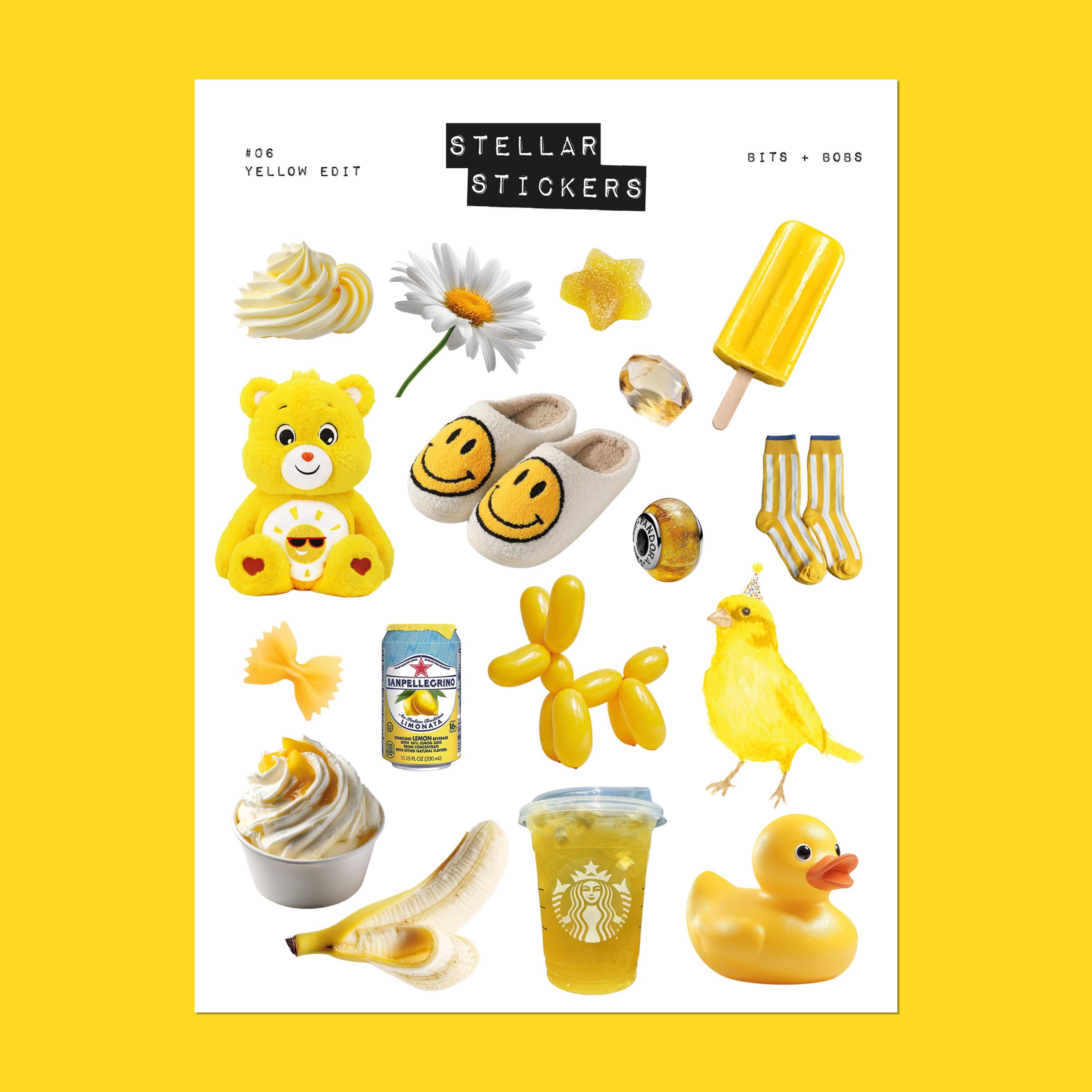Yellow Sticker Eating Yellow Stickers • Yellow Core • Junk Journal Stickers • Printable ...