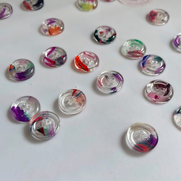 Pack of 8 ‘McElroy me’ Resin buttons multi coloured