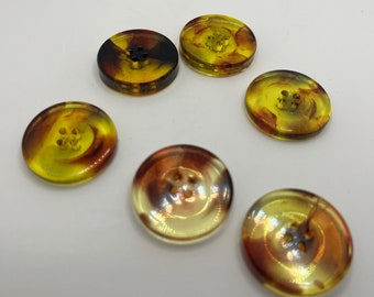 Pack of 6 mixed brown buttons Tortoise shell 25mm