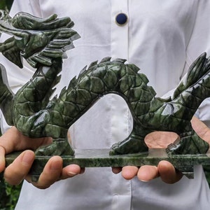 Natural Green Jade Carved 12 Zodiac Year dragon Animal Lucky Sculpture,Crystal Animal dragon Statue Sculpture Nephrite Jade Stone Carved 112