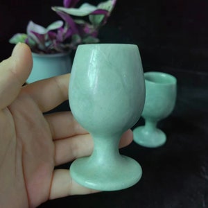 Exquisite Natural green jade tea cup, Hand Carved Crystal Mugs Juice Glass Crafts Jadeite coffee cup Crystal Water Energy Quartz gift PQ152