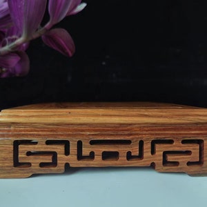 Solid Wood Display Stand Teak Hardwood Plinth Base Trophy Lamp Models Bottomed Stand, Square carving fine Retro Style Wooden Carving PQ020