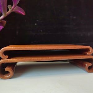 Home Decor Solid Wood Display Stand Teak, Hardwood Plinth Base Trophy Lamp Models Bottomed Stand,Retro Style Wooden Base Carving gift PQ0454