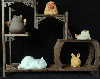 ヴィンテージスタイルの木製組み立て式ディスプレイスタンド、ショット