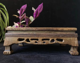 Teak Solid Wood Display Stand Rectangular Plinth Base Wooden Pedestal for Crystals Models  PQ140