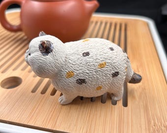 Mascota de té de arcilla Zisha hecha a mano con forma de gato - Decoración de mesa de té Kung Fu