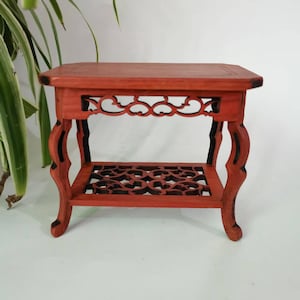 Wooden Carving Handcrafted Decorative Wood Display Stand Teak Hardwood Plinth Base Trophy Lamp Models Bottomed Stand, carving  Retro Style