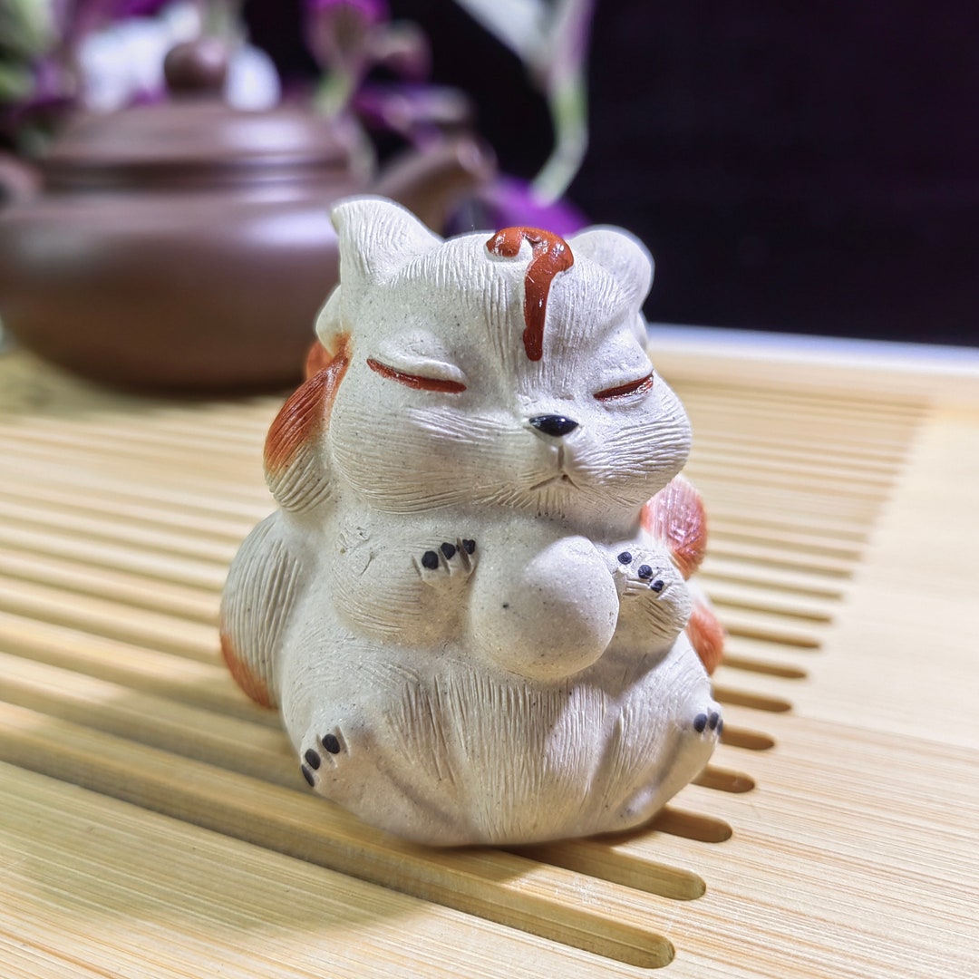 White Fox Clay Zisha Teapet White Nine-tailed Fox Tea Animal, Tea ...