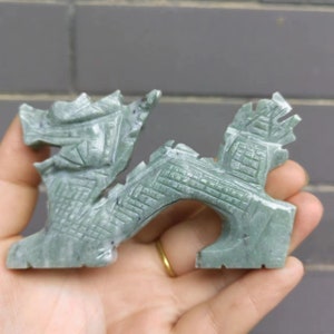 Natural Jade Carved 12 Zodiac Year dragon Animal Lucky Sculpture,Crystal Animal dragon Statue Sculpture Nephrite Jade Stone Carved gift P121
