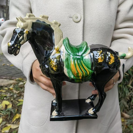 唐三彩陶器軍馬像、アンティーク中国陶器装飾 - Etsy 日本