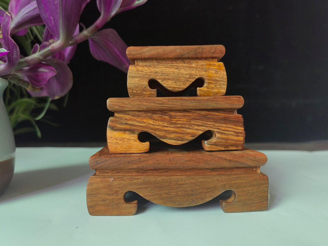 Square Multimodal Solid Wood Display Stand Teak Hardwood Plinth Base ...