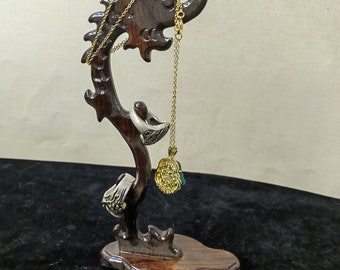 Natural Wood Dragon Statue carved Jewelry Display Stand, Rustic Necklace Display Stand  Bracelet Stand Wooded Sculpted Pendant Watch PQ231