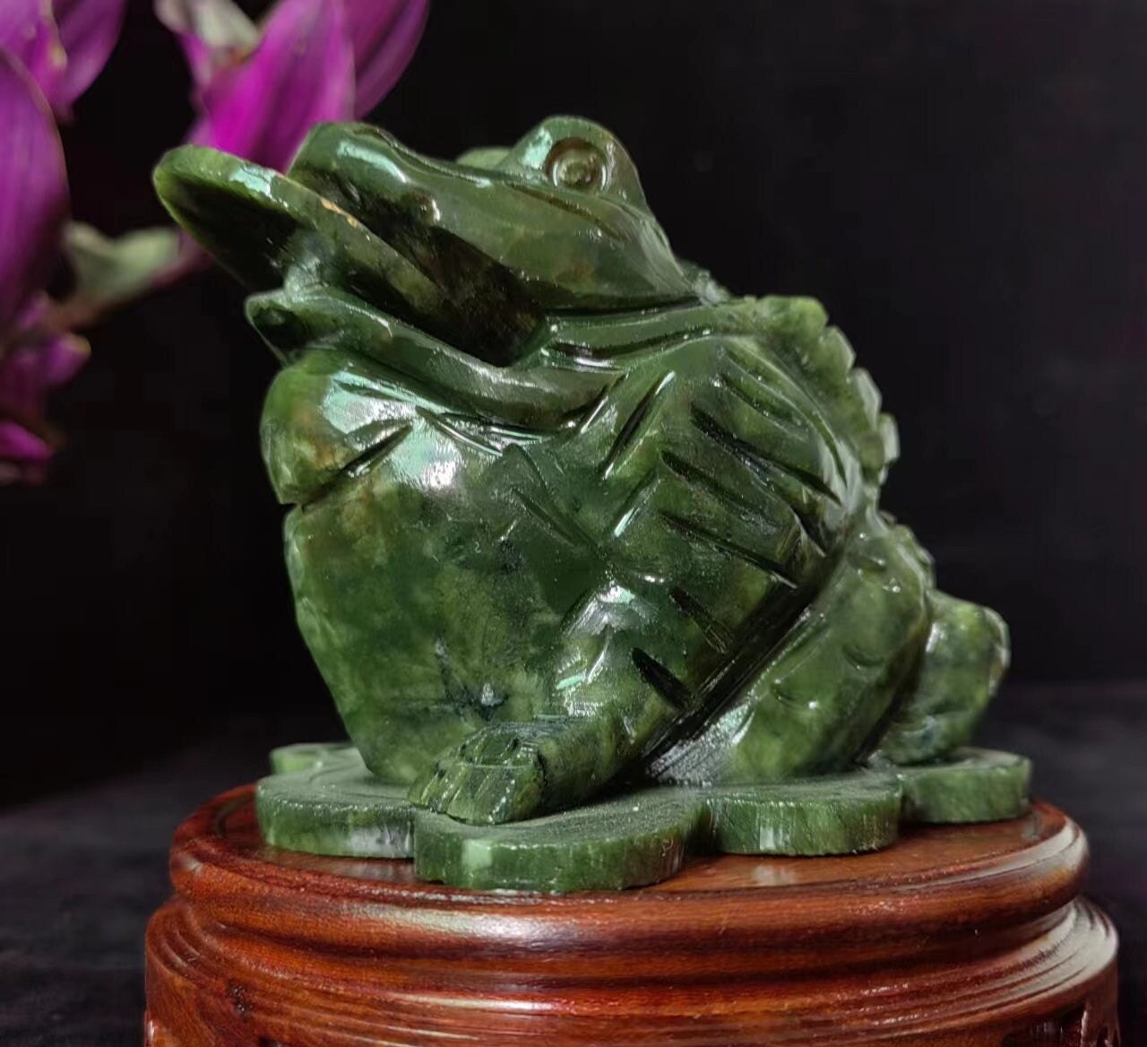 Natural Genuine Green Jade Money Frog,fine Feng Shui Fortune Coin