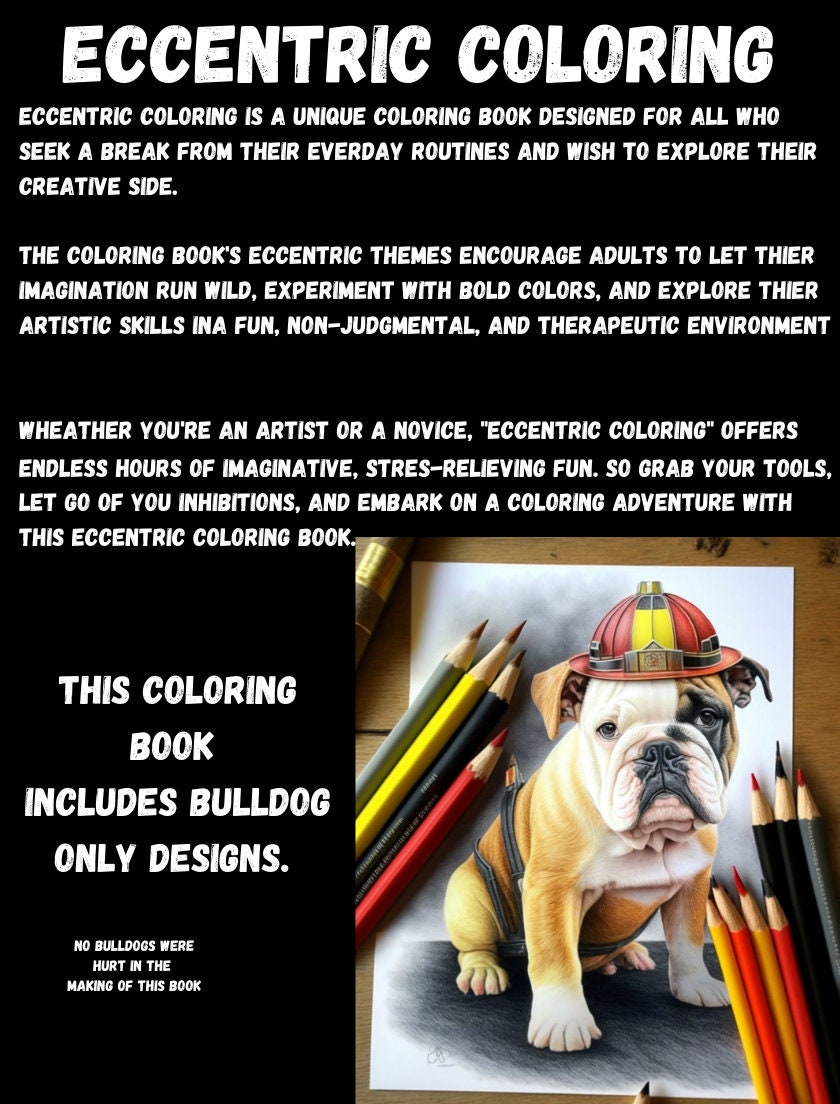 A Bulldog Coloring Book Eccentric Coloring DIGITAL FILE Etsy
