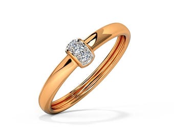 Diamond Solitaire Statement Ring, Vintage Mid-century Sleek Design for Daily Wear