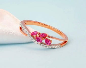 Pink Sapphire Moissanite Cocktail Pandora Cartier Ring, Statement Ring for her