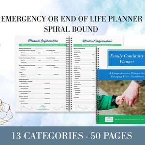Spiral bound end of life and vital information organizer, comprehensive emergency planner, easy-to-use last wish binder, estate plan binder